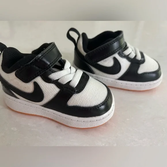 Nike Court Borough Toddler Shoes, White/Black, Size 3C - Picture 1 of 7